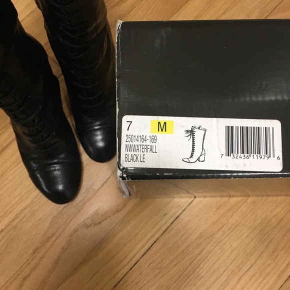 Nine West Waterfall Leather Lacefront Boots - Picture 5 of 5